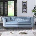 Chesterfield Sofa ,Stanford Sofahigh Quality Chesterfield Sofa ,Teal Bluetufted And Wrinkled Fabric Sofa Contemporary Stanford Sofa .Rseater Tufted Sofa With Scroll Arm And Scroll Back Teal Blue Velvet