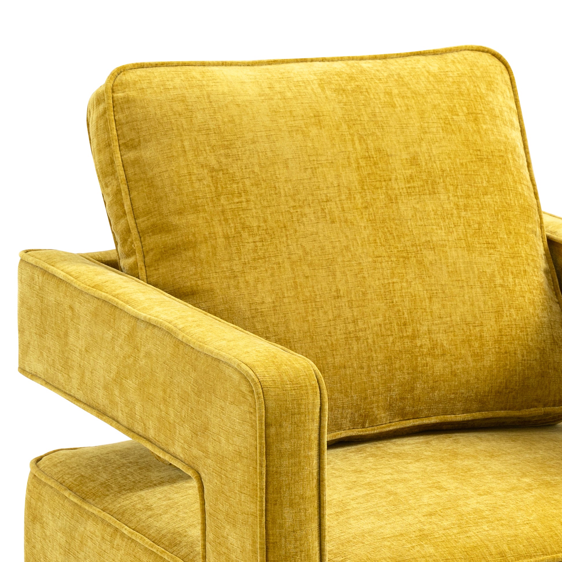 30.7"W Swivel Accent Open Back Chair Modern Comfy Sofa Chair With Gold Stainless Steel Base For Nursery Bedroom Living Room Hotel Office, Club Chair Leisure Arm Chair For Lounge Mustard Chenille