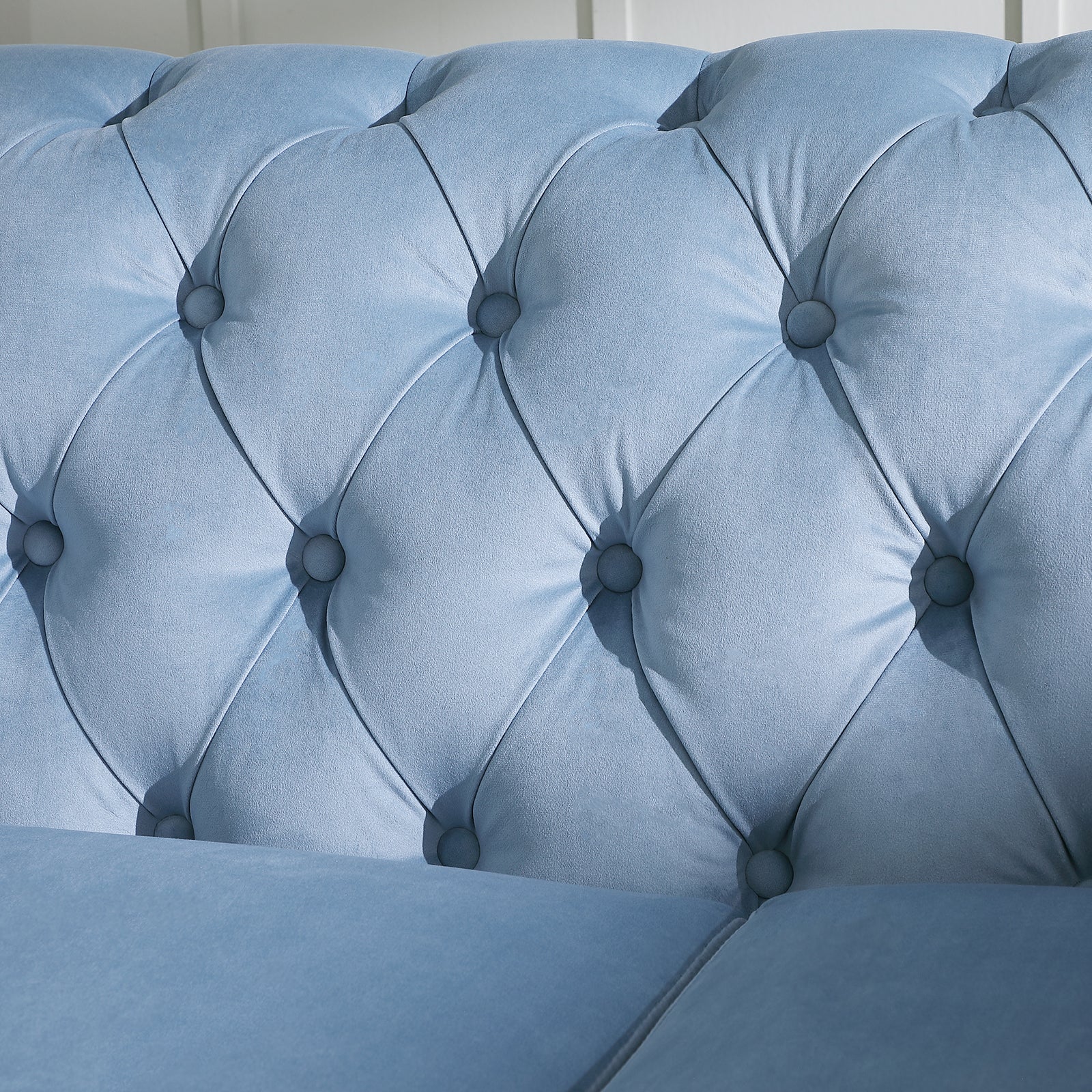 Chesterfield Sofa ,Stanford Sofahigh Quality Chesterfield Sofa ,Teal Bluetufted And Wrinkled Fabric Sofa Contemporary Stanford Sofa .Rseater Tufted Sofa With Scroll Arm And Scroll Back Teal Blue Velvet