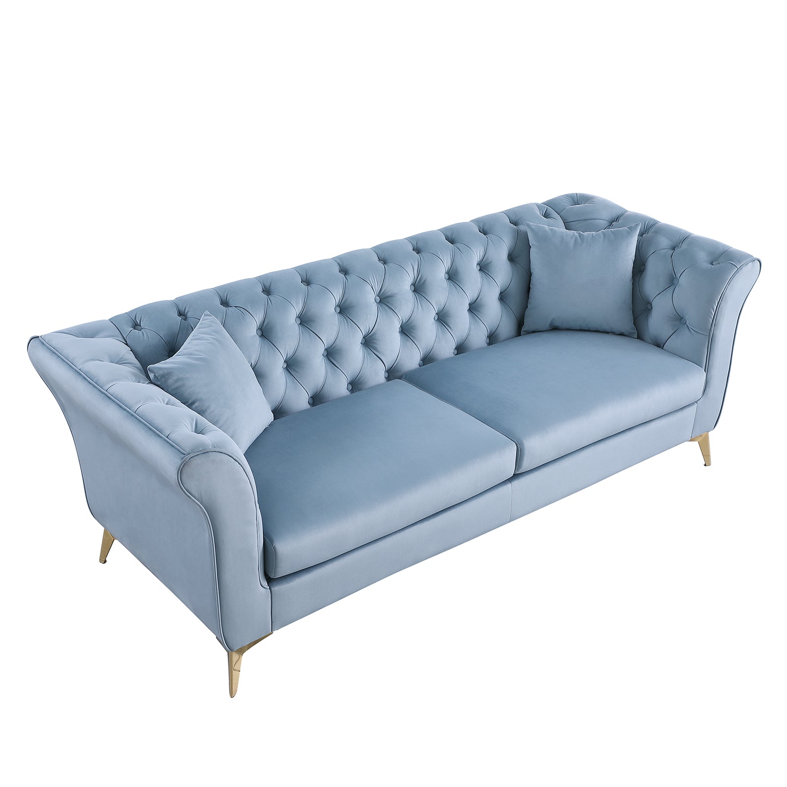 Chesterfield Sofa ,Stanford Sofahigh Quality Chesterfield Sofa ,Teal Bluetufted And Wrinkled Fabric Sofa Contemporary Stanford Sofa .Rseater Tufted Sofa With Scroll Arm And Scroll Back Teal Blue Velvet