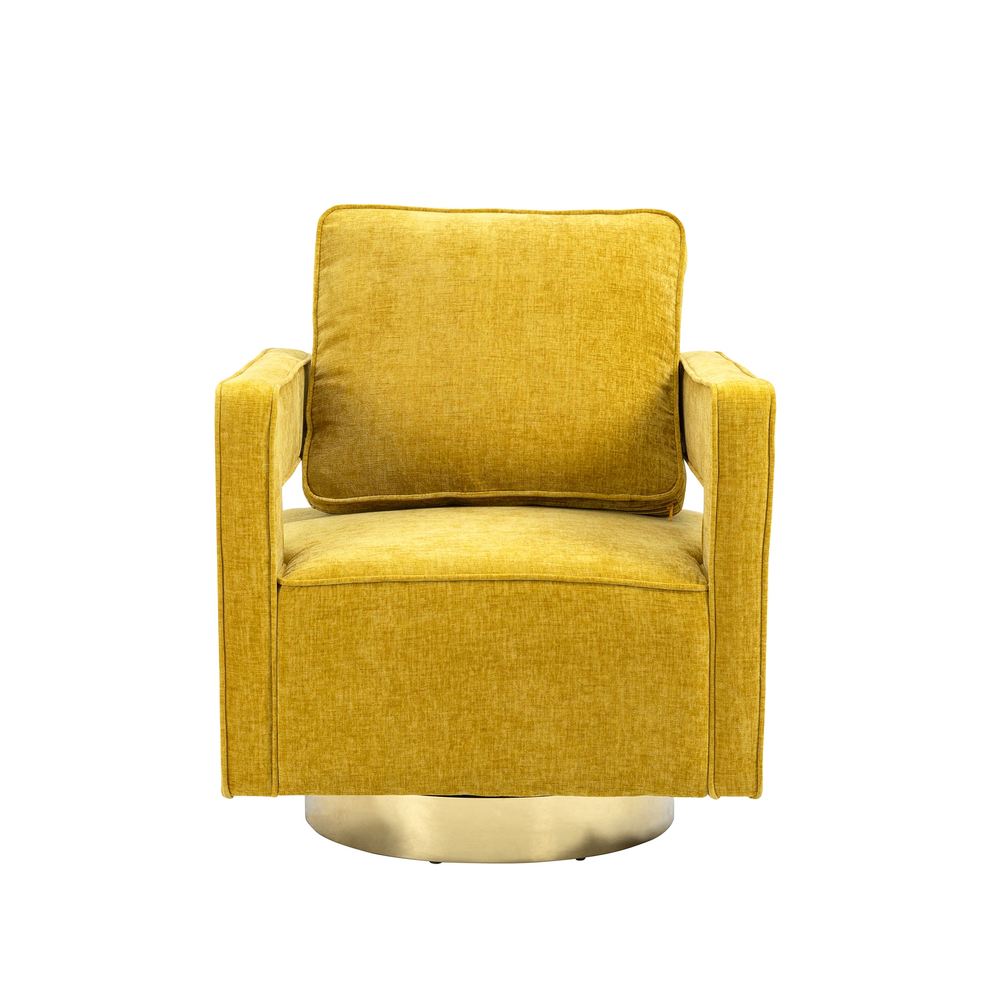 30.7"W Swivel Accent Open Back Chair Modern Comfy Sofa Chair With Gold Stainless Steel Base For Nursery Bedroom Living Room Hotel Office, Club Chair Leisure Arm Chair For Lounge Mustard Chenille