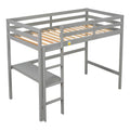 Twin Loft Pine Wood Bed With Built In Desk, Safety Guardrails, Ladder,Grey Old Sku:W50450910 Twin Grey Pine