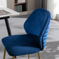 Modern Dining Chair Set Of 2, Woven Velvet Upholstered Side Chairs With Barrel Backrest And Gold Metal Legs, Accent Chairs For Living Room Bedroom,Blue Blue Foam Velvet