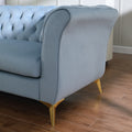 Chesterfield Sofa ,Stanford Sofahigh Quality Chesterfield Sofa ,Teal Bluetufted And Wrinkled Fabric Sofa Contemporary Stanford Sofa .Rseater Tufted Sofa With Scroll Arm And Scroll Back Teal Blue Velvet