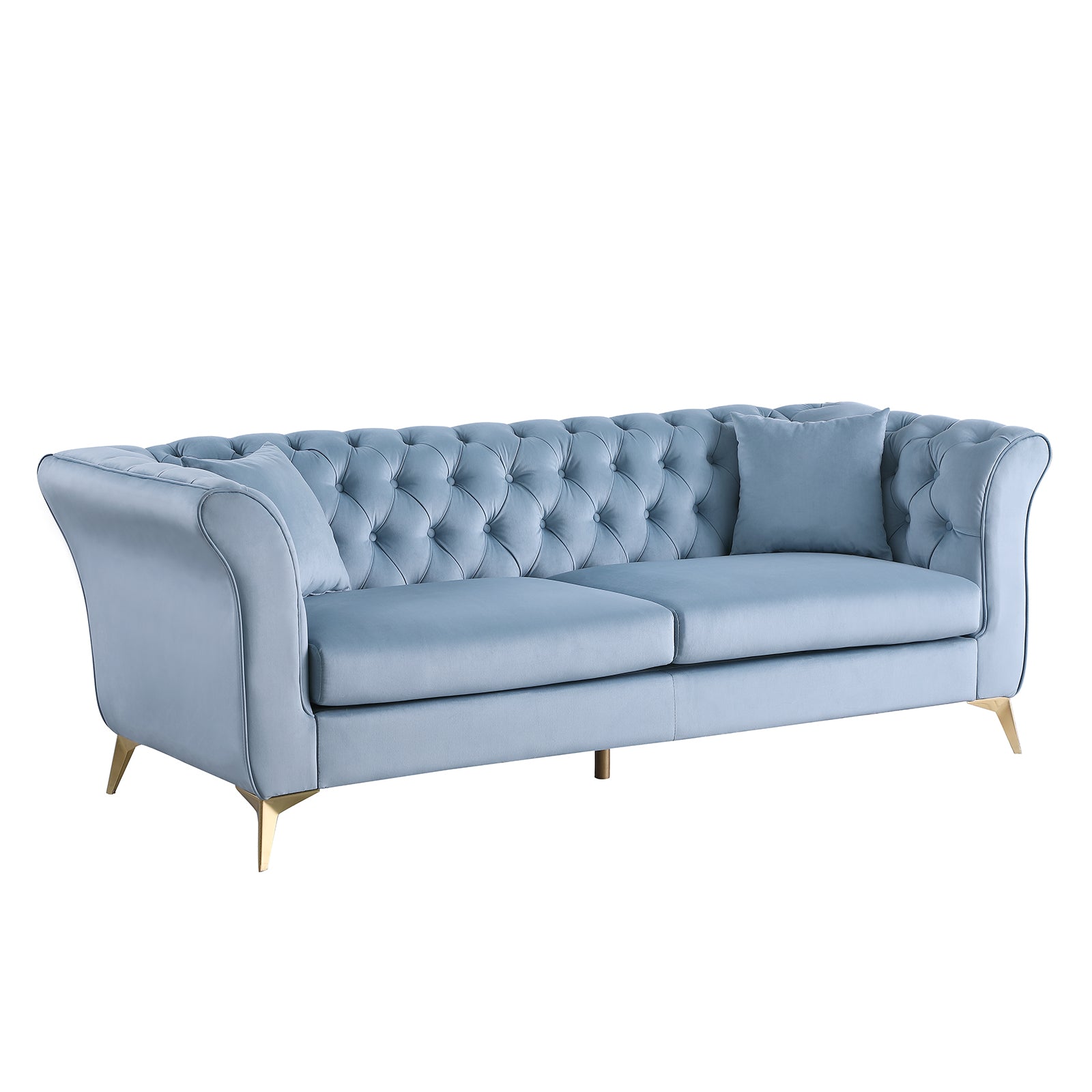 Chesterfield Sofa ,Stanford Sofahigh Quality Chesterfield Sofa ,Teal Bluetufted And Wrinkled Fabric Sofa Contemporary Stanford Sofa .Rseater Tufted Sofa With Scroll Arm And Scroll Back Teal Blue Velvet