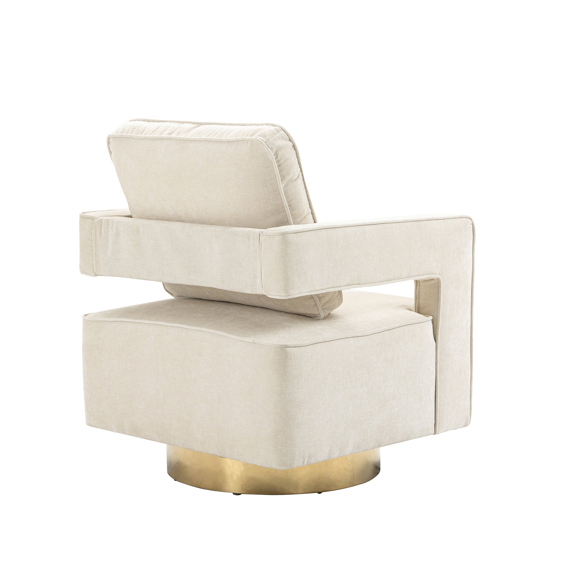 30.7"W Swivel Accent Open Back Chair Modern Comfy Sofa Chair With Gold Stainless Steel Base For Nursery Bedroom Living Room Hotel Office, Club Chair Leisure Arm Chair For Lounge Beige Chenille Beige