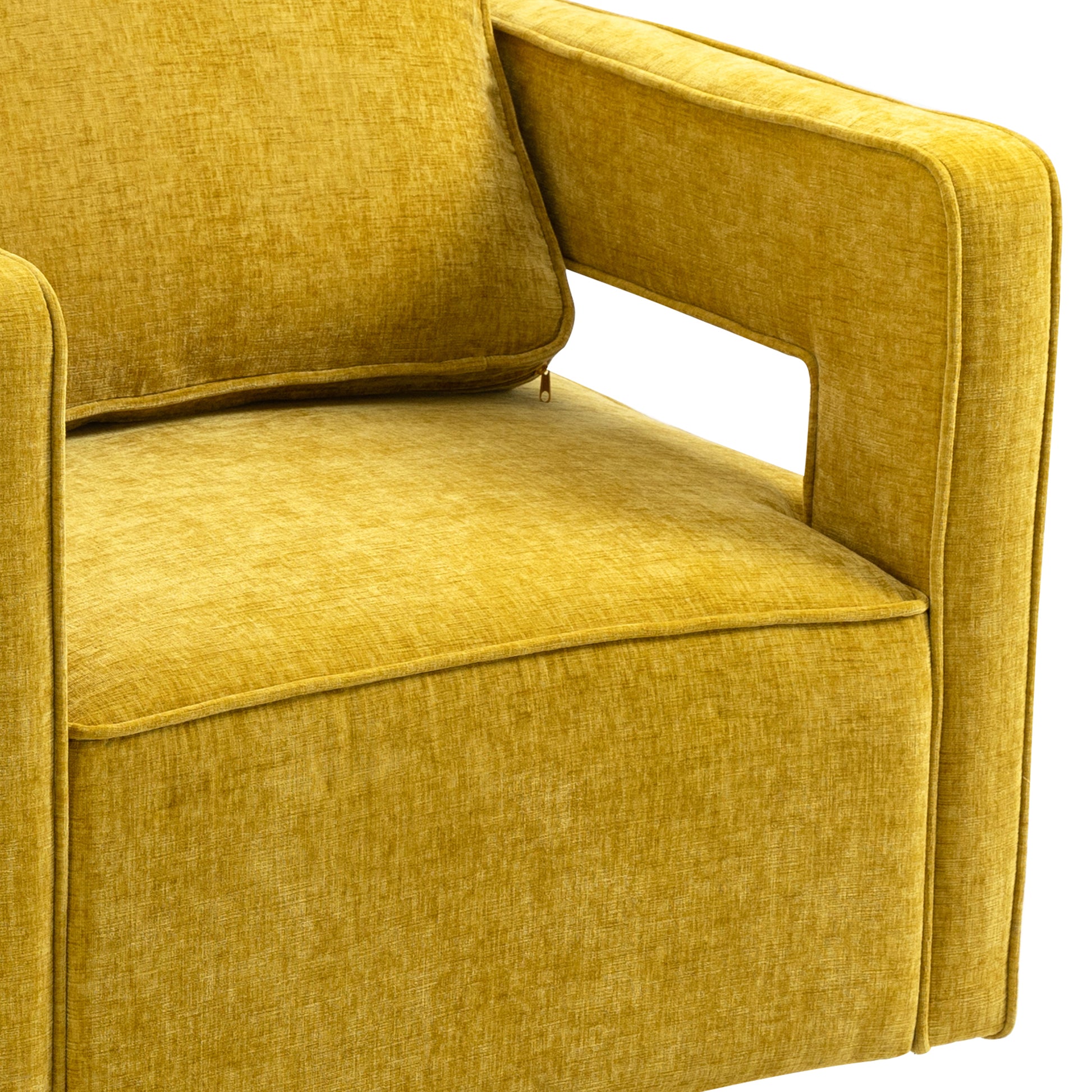 30.7"W Swivel Accent Open Back Chair Modern Comfy Sofa Chair With Gold Stainless Steel Base For Nursery Bedroom Living Room Hotel Office, Club Chair Leisure Arm Chair For Lounge Mustard Chenille