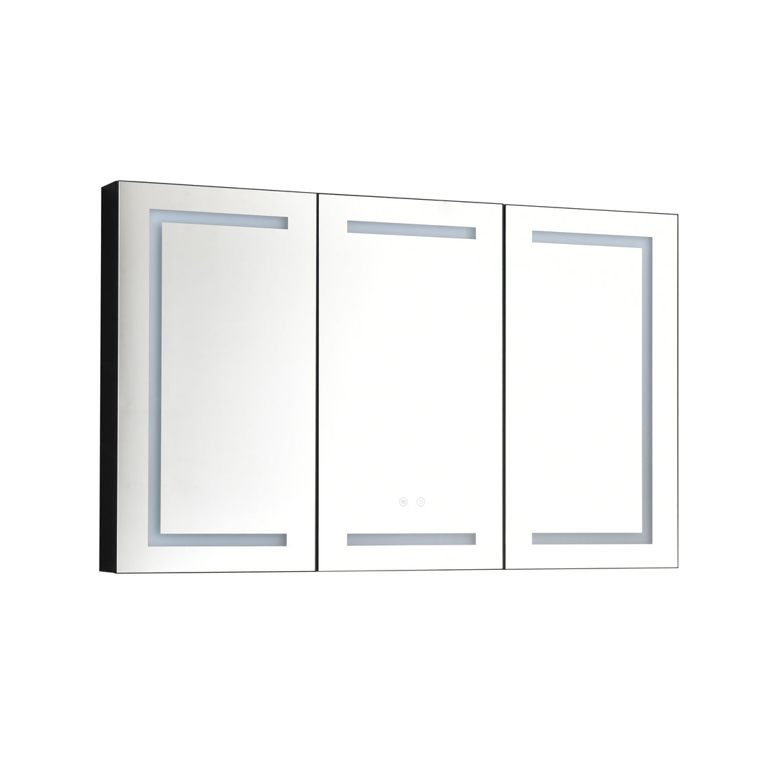 48"X30" Led Mirror Medicine Cabinet With Lights,Dimmer,Defogger,Clock,Temp Display And Usb Matte Black Aluminium