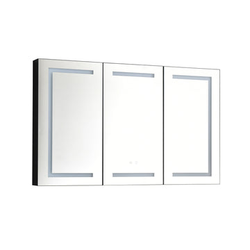 48"X30" Led Mirror Medicine Cabinet With Lights,Dimmer,Defogger,Clock,Temp Display And Usb Matte Black Aluminium