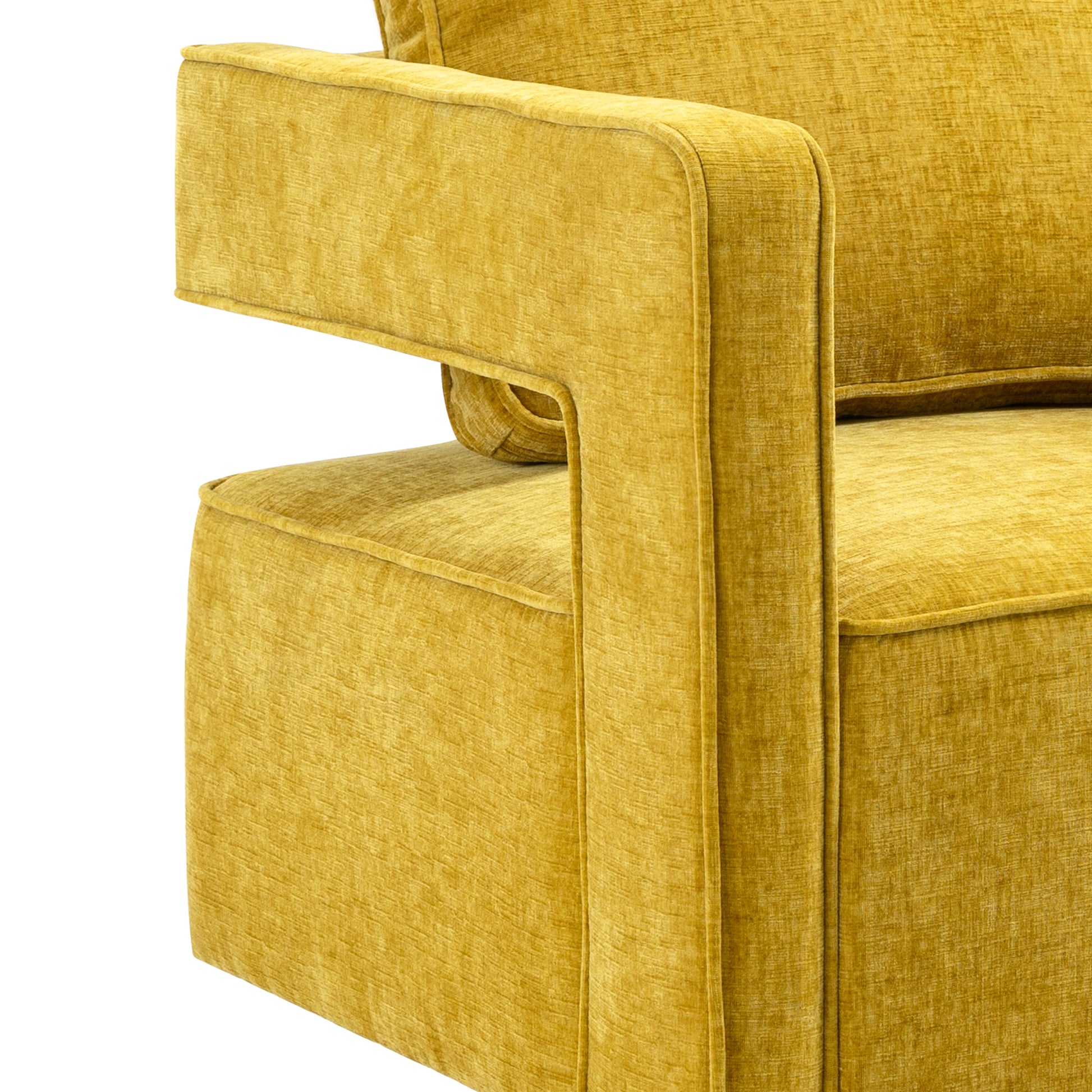 30.7"W Swivel Accent Open Back Chair Modern Comfy Sofa Chair With Gold Stainless Steel Base For Nursery Bedroom Living Room Hotel Office, Club Chair Leisure Arm Chair For Lounge Mustard Chenille