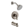 Brushed Nickel 6 Inch Shower Faucet Wih Tub Spout Combo Brushed Nickel Metal