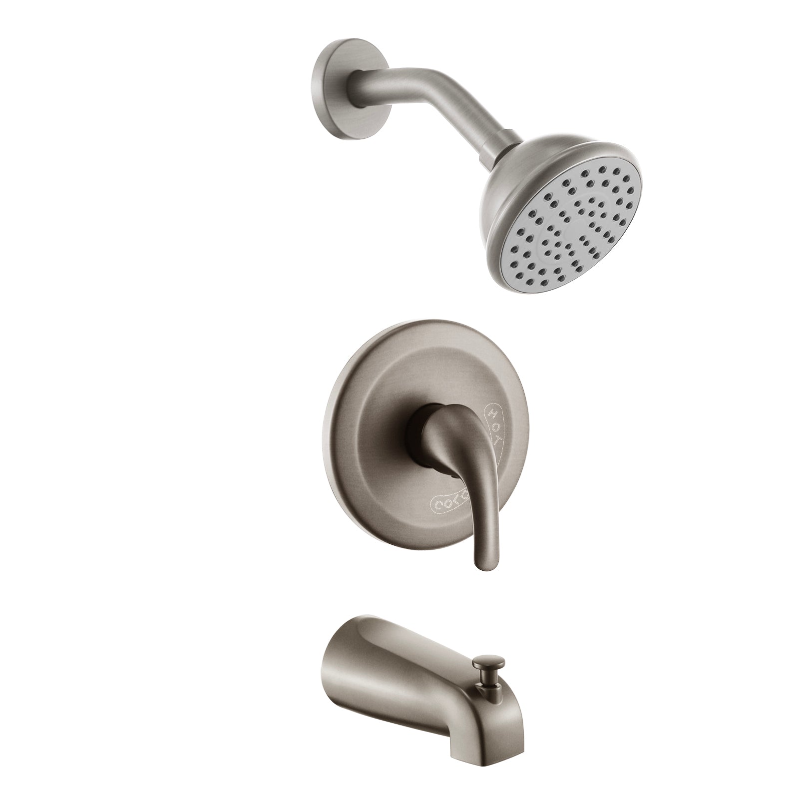 Brushed Nickel 6 Inch Shower Faucet wih Tub Spout brushed nickel-metal