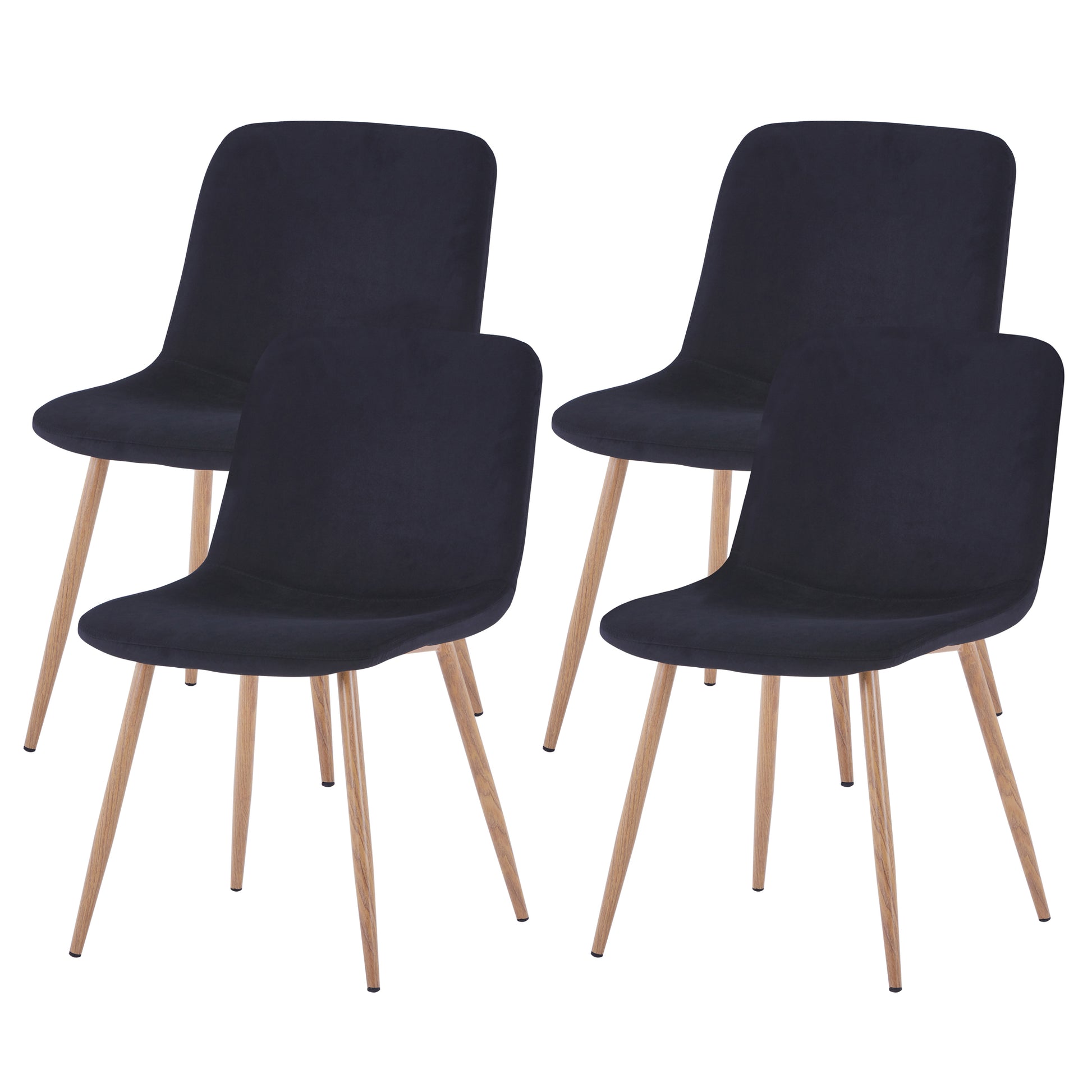 Dining Chair 4Pcs Black Modern Style Technology.Suitable For Restaurants, Cafes, Taverns, Offices, Living Rooms, Reception Rooms. Black Fabric