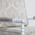 Spindle Chair, White Finish, Taupe Paisley Fabric White Fabric