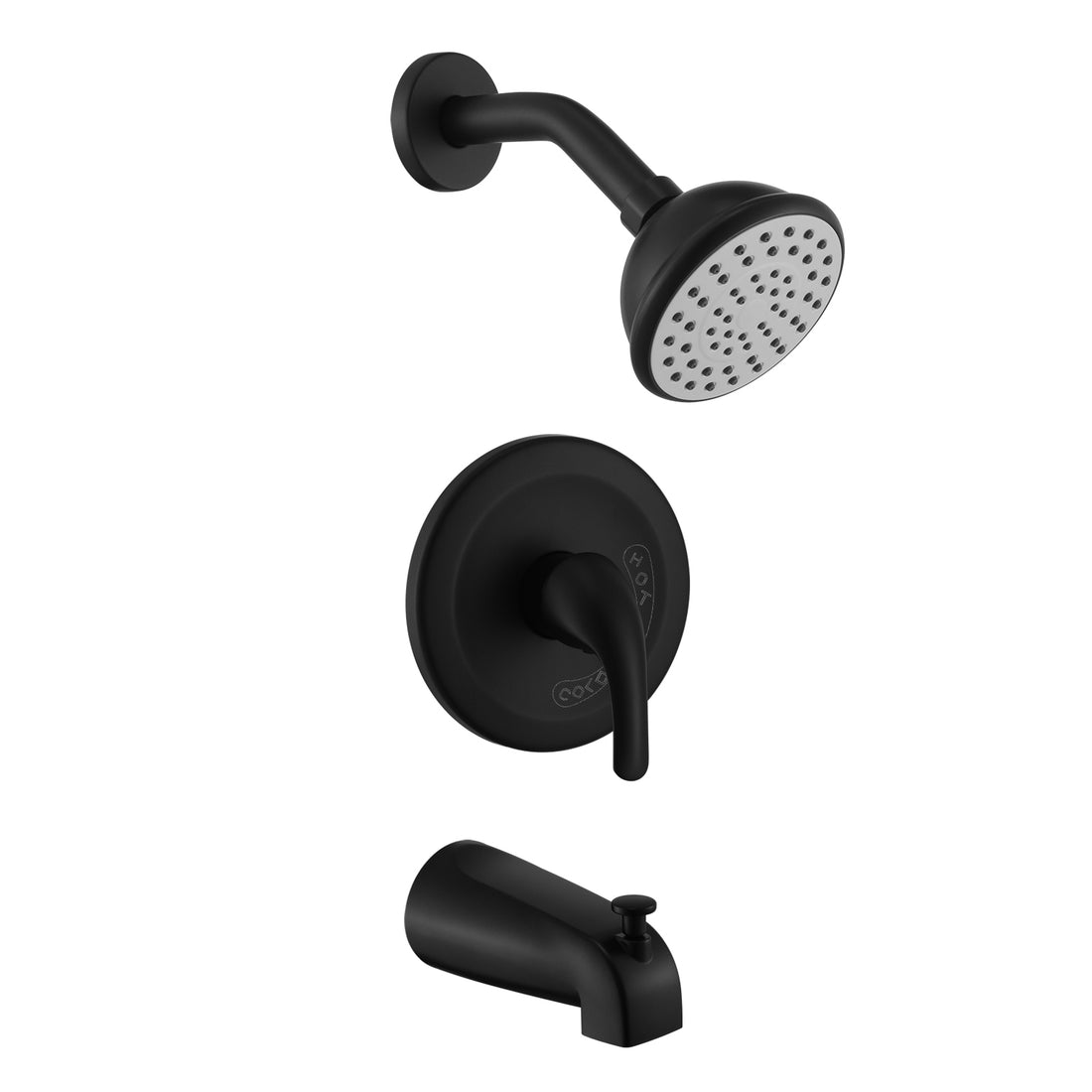 Matte Black 6 Inch Shower Faucet Wih Tub Spout Combo Matte Black Metal