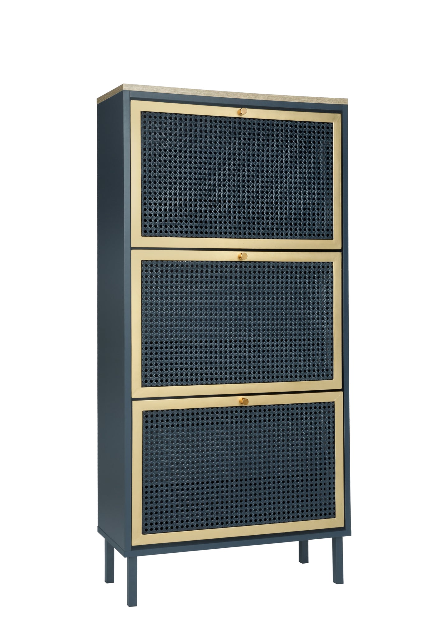 3 Metal Door Shoe Rack, Freestanding Modern Shoe blue-gray-particle board