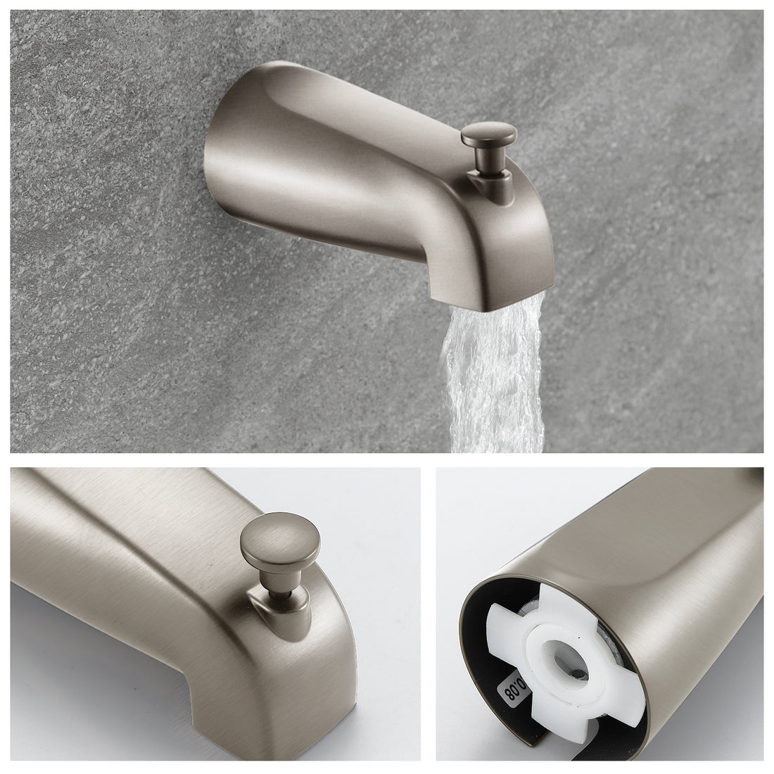 Chrome 6 Inch Shower Faucet wih Tub Spout Combo Valve chrome-metal