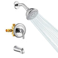 Chrome 6 Inch Shower Faucet wih Tub Spout Combo Valve chrome-metal