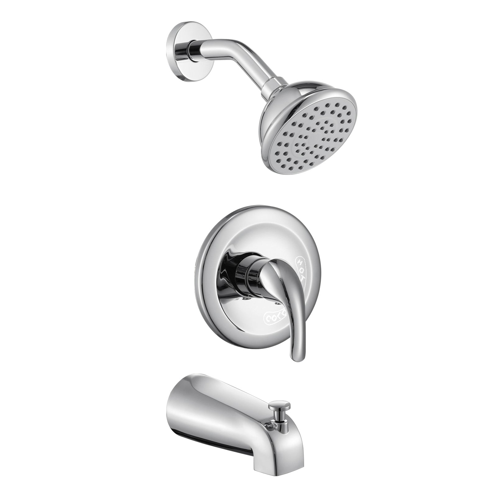 Chrome 6 Inch Shower Faucet wih Tub Spout Combo Valve chrome-metal