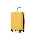 3 Piece Luggage Sets Abs Lightweight Suitcase With Two Hooks, Spinner Wheels, Tsa Lock, 20 24 28 , Yellow Yellow Abs