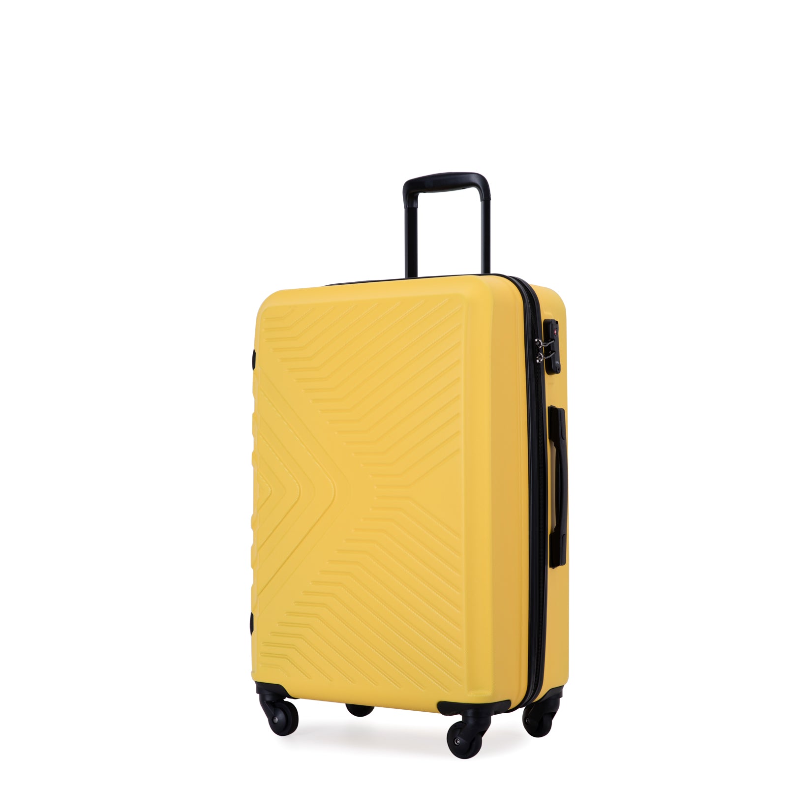 3 Piece Luggage Sets Abs Lightweight Suitcase With Two Hooks, Spinner Wheels, Tsa Lock, 20 24 28 , Yellow Yellow Abs