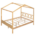 Full Size Wood House Bed With Storage Space, Natural Old Sku :Lp000002Aam Natural Solid Wood