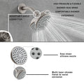 Brushed Nickel 6 Inch Shower Faucet Wih Tub Spout Combo Brushed Nickel Metal