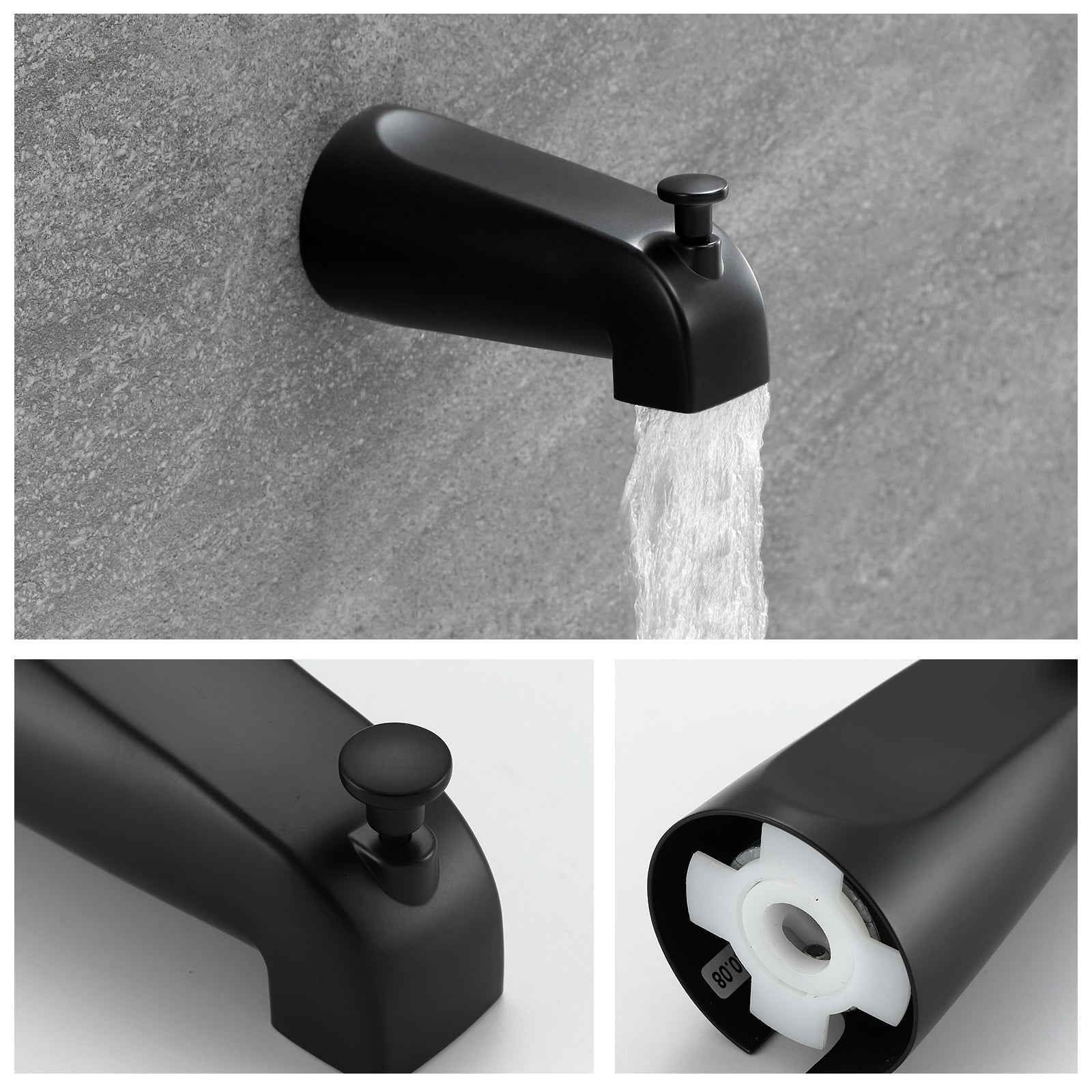 Matte Black 6 Inch Shower Faucet Wih Tub Spout Combo Matte Black Metal