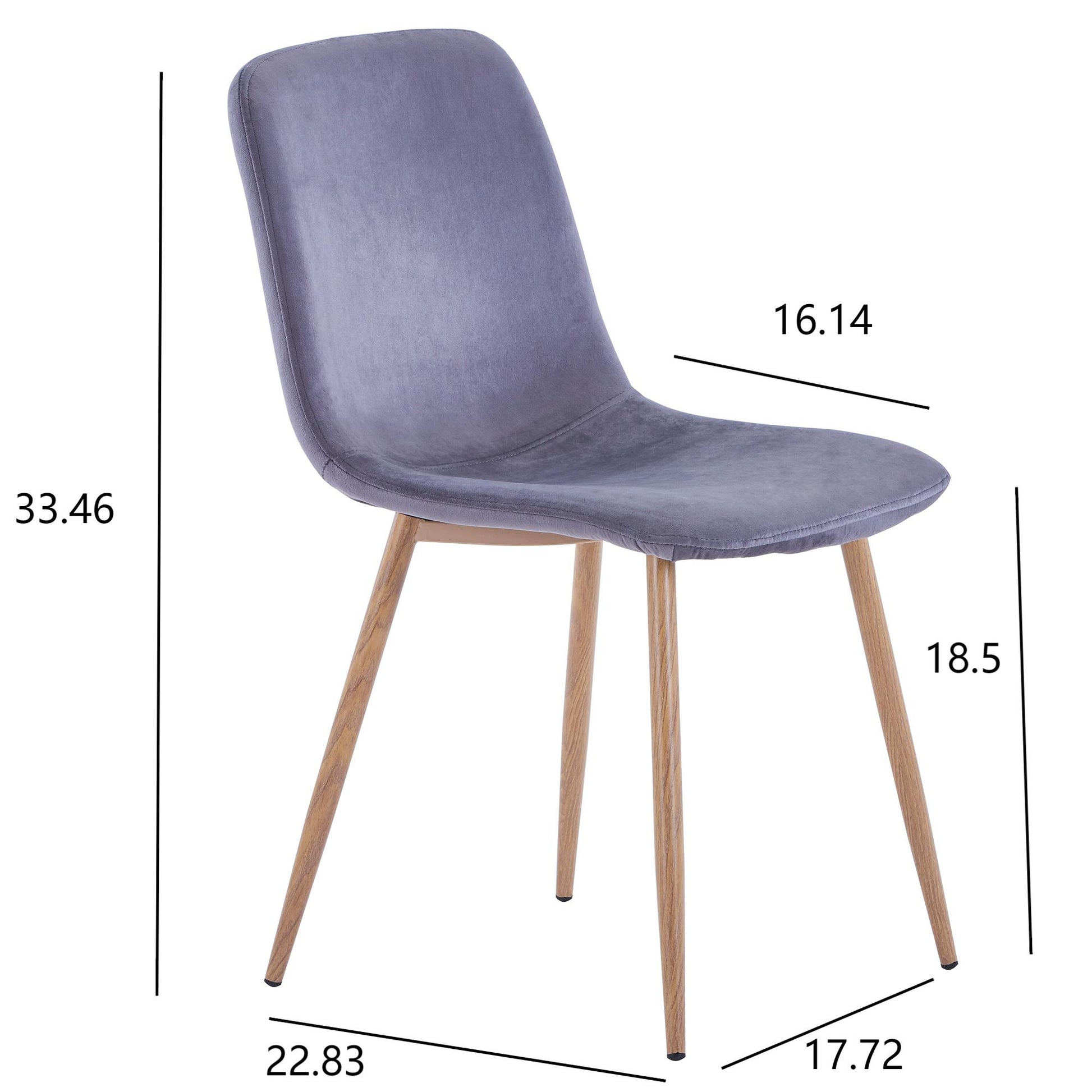 Dining Chair 4Pcs Gray Modern Style Technology.Suitable For Restaurants, Cafes, Taverns, Offices, Living Rooms, Reception Rooms. Gray Fabric