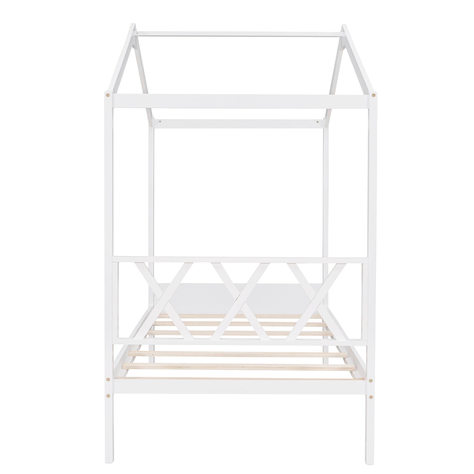 Twin Size Wood House Bed With Storage Space, White Old Sku: Lp000001Aak White Solid Wood