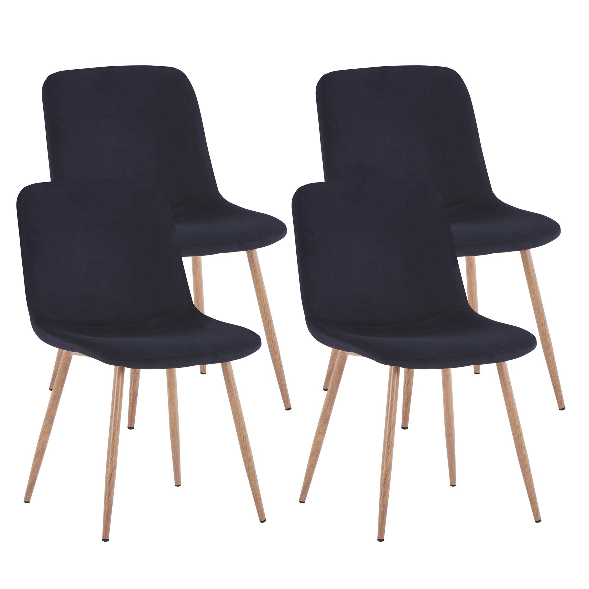 Dining Chair 4Pcs Black Modern Style Technology.Suitable For Restaurants, Cafes, Taverns, Offices, Living Rooms, Reception Rooms. Black Fabric