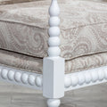 Spindle Chair, White Finish, Taupe Paisley Fabric White Fabric
