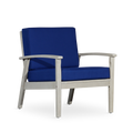 Deep Seat Eucalyptus Chair, Driftwood Gray Finish, Navy Cushions Gray Eucalyptus