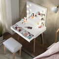 Wooden Vanity Table Makeup Dressing Desk With Led Light,White White Mdf