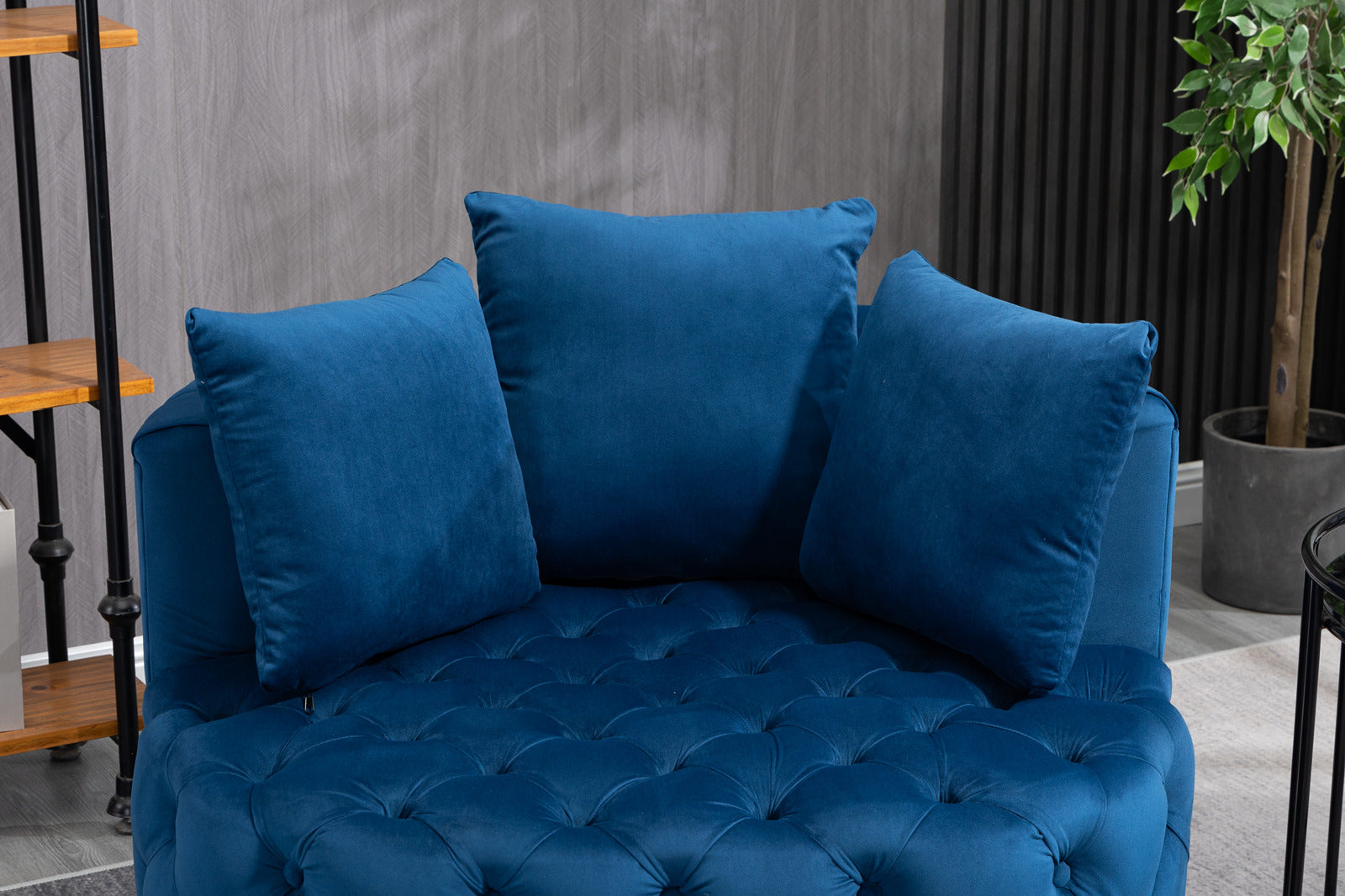 Accent Chair Classical Barrel Chair For Living Room Modern Leisure Sofa Chair Blue Blue Foam Velvet