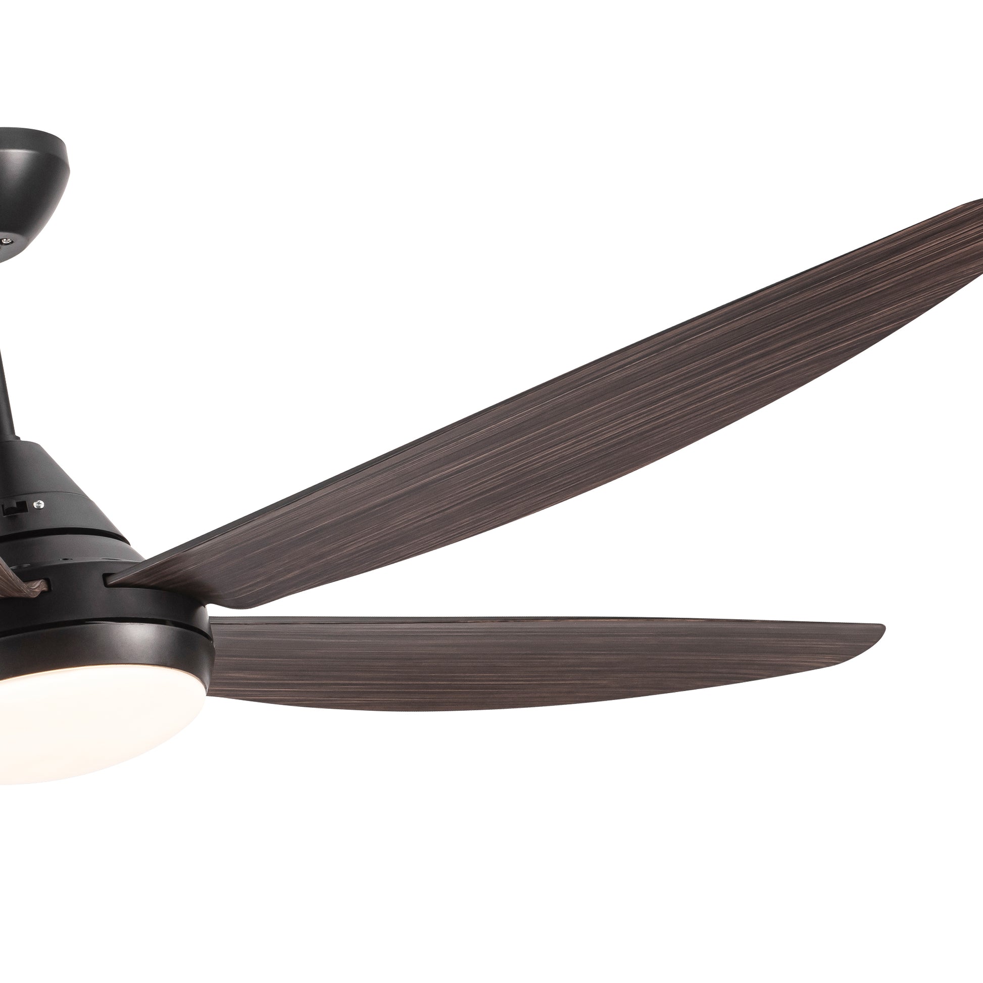 56 In Intergrated Led Ceiling Fan Lighting With Brown Wood Grain Abs Blade Black Brown Abs