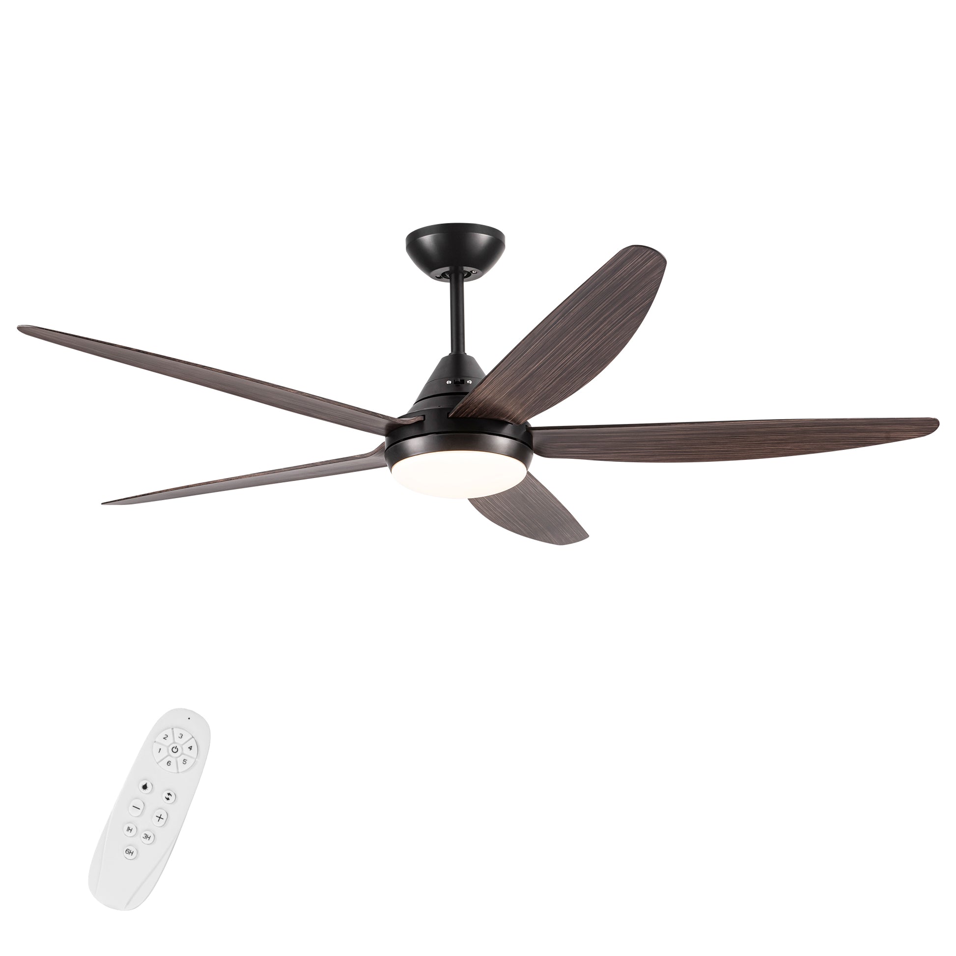 56 In Intergrated Led Ceiling Fan Lighting With Brown Wood Grain Abs Blade Black Brown Abs