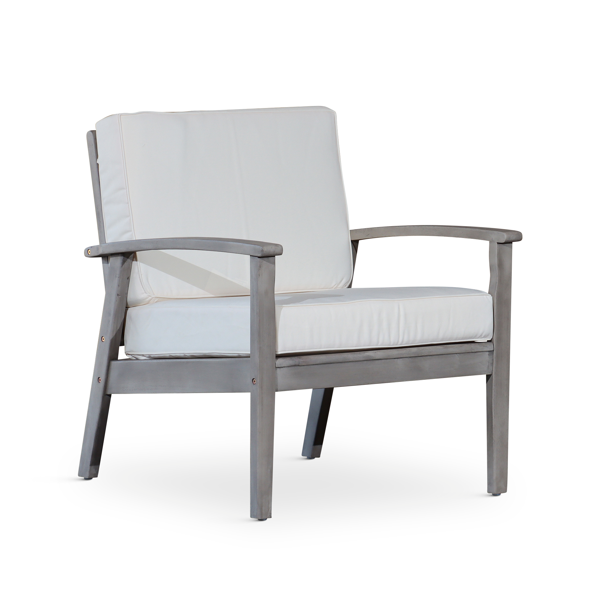 Deep Seat Eucalyptus Chair, Silver Gray Finish, Cream silver+grey-eucalyptus