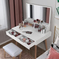 Wooden Mirror Vanity Desk Makeup Table,White White Mdf