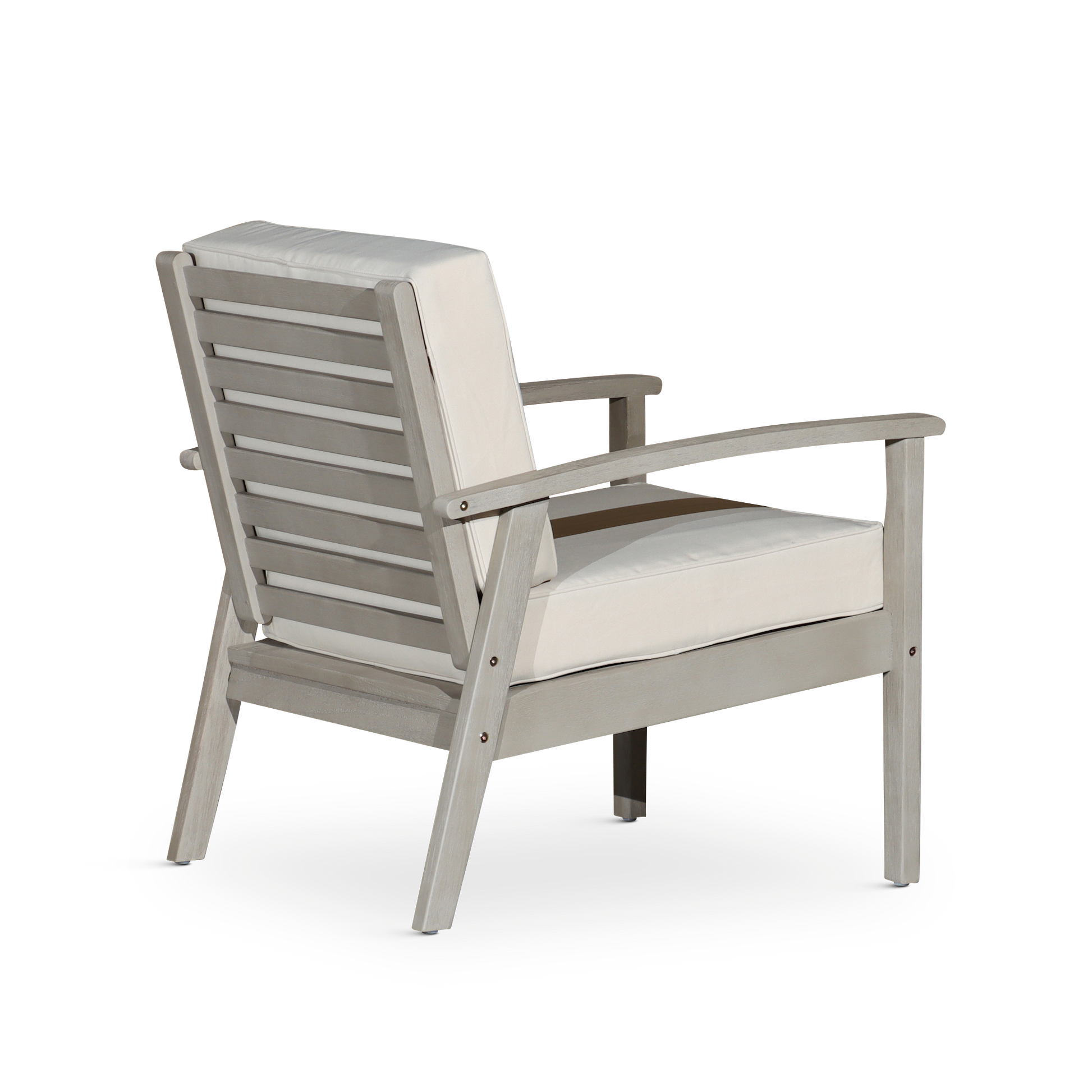 Deep Seat Eucalyptus Chair, Silver Gray Finish, Navy Cushions Silver Grey Eucalyptus