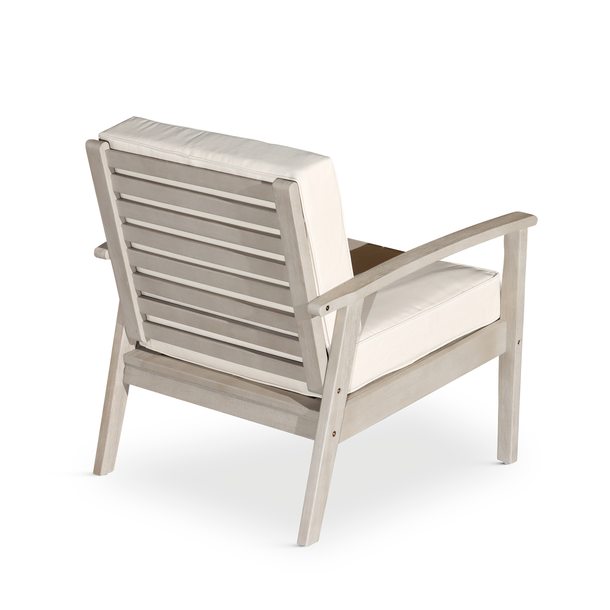 Deep Seat Eucalyptus Chair, Silver Gray Finish, Navy Cushions Silver Grey Eucalyptus