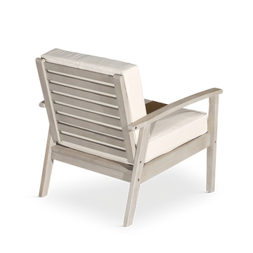 Deep Seat Eucalyptus Chair, Driftwood Gray Finish, Navy Cushions Gray Eucalyptus