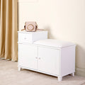 Wooden Shoe Storage Bench Shoe Ottoman Cabinet With Drawer,White White Mdf