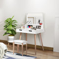 Wooden Mirror Vanity Desk Makeup Table,White White Mdf