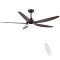 56 In Intergrated Led Ceiling Fan Lighting With Brown Wood Grain Abs Blade Black Brown Abs