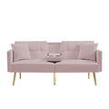Pink Velvet Futon Sofa Bed With Gold Metal Legs Pink Velvet Wood Tufted Back Eucalyptus Square Arms Foam Velvet 2 Seat