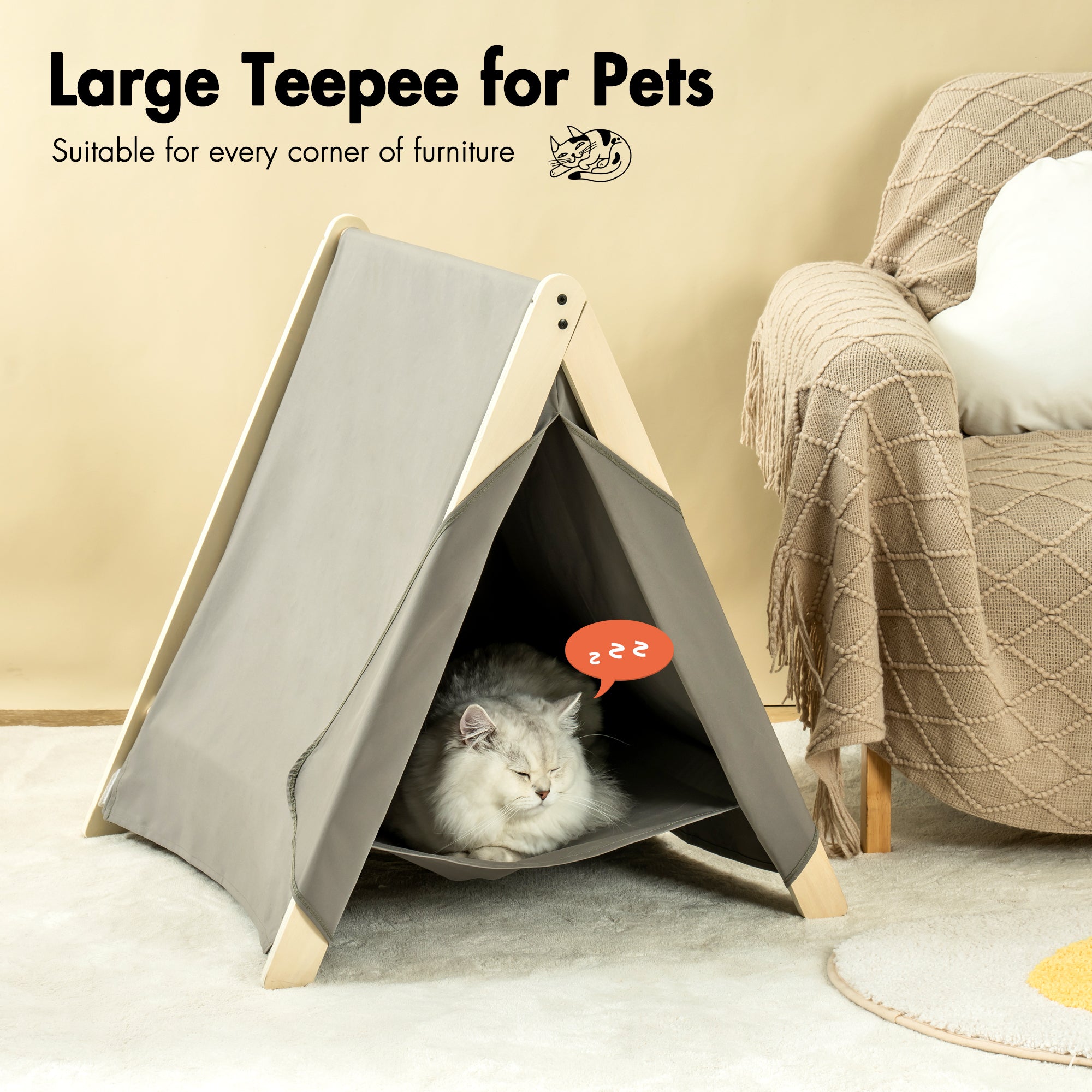Pet Tent, Cat Tent for Indoor Cats, Wooden Cat House retro green-solid wood