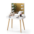 Wooden Vanity Table Makeup Dressing Desk With Led Light,White White Mdf