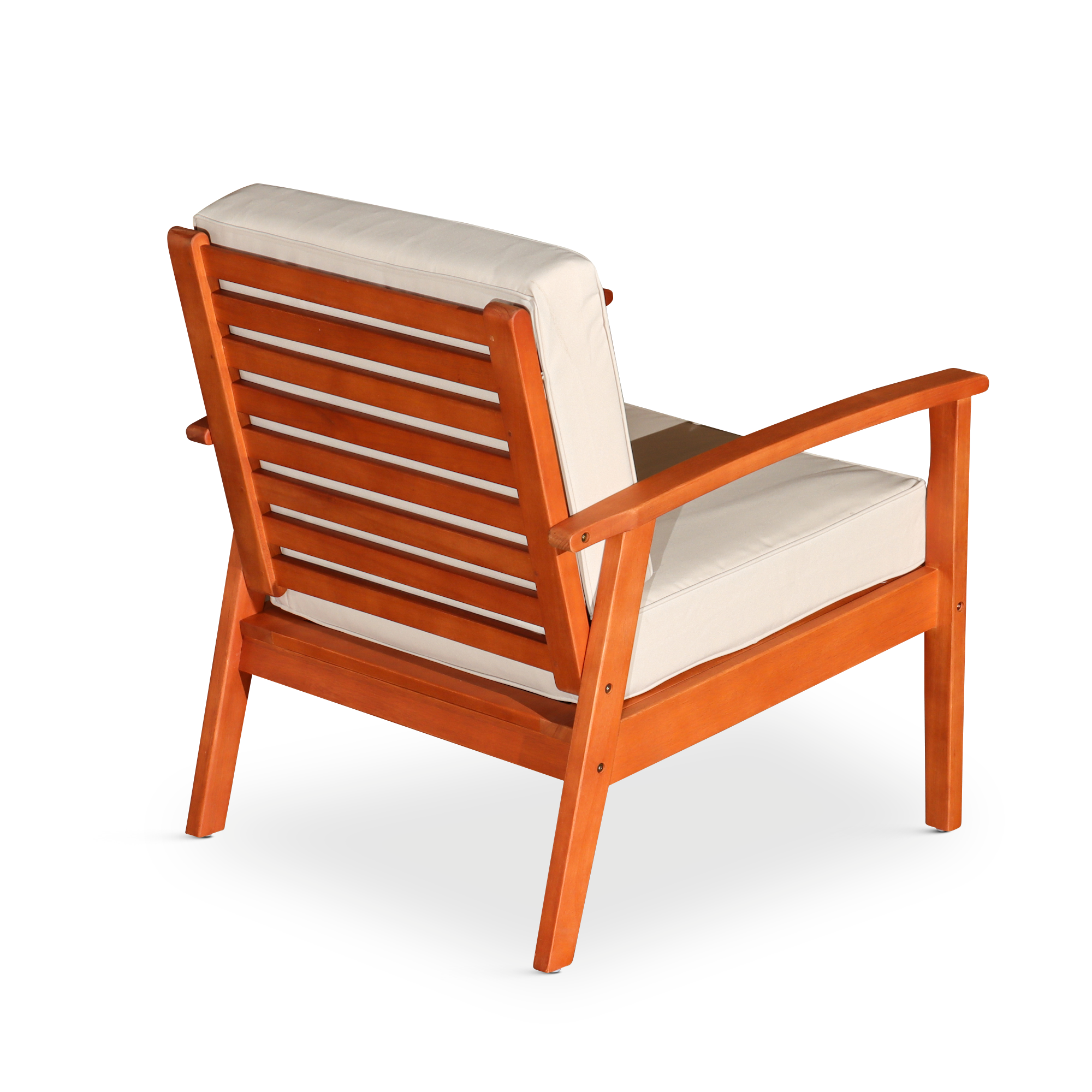 Deep Seat Eucalyptus Chair, Natural Oil Finish, Cream