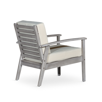 Deep Seat Eucalyptus Chair, Silver Gray Finish, Navy Cushions Silver Grey Eucalyptus